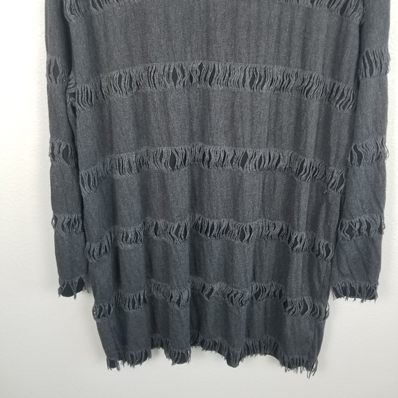 Zara Dark Grey Goth Witchcore Destroyed Distressed Long Sleeve Tee Size Small - Picture 3 of 12